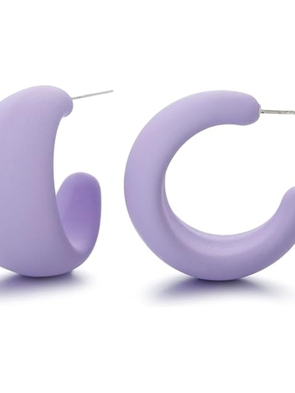 Lilac Matte Hoop Earrings - Women  Lightweight Jewelry